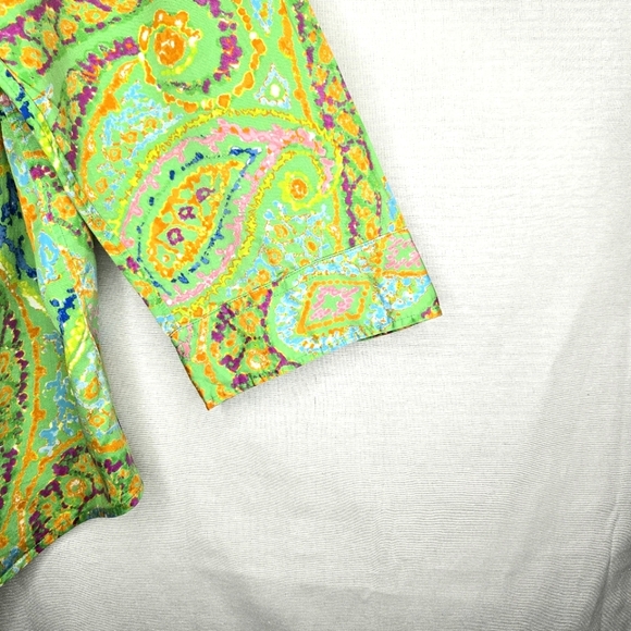 Lauren Ralph Lauren 3/4 Sleeve Paisley Print Blouse/top. Pink/green. 2X - Picture 8 of 12